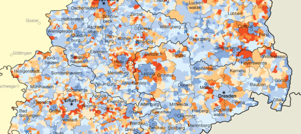 Kartenausschnitt Bevölkerungsentwicklung 1990–1998