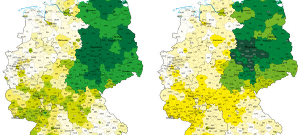 Kartenausschnitt Betreuung der Kinder unter 3 Jahren 2007