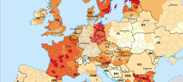 Kartenausschnitt Nichteheliche Geburten 2007 in Europa