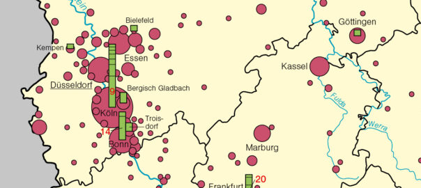 Kartenausschnitt Verlagsstandorte 2009