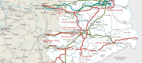 Kartenausschnitt Verkehrsprojekte Deutsche Einheit 2010