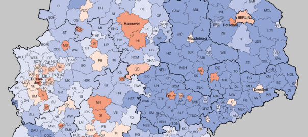 Kartenausschnitt Sexualproportion der 20- bis 24-Jährigen 2007