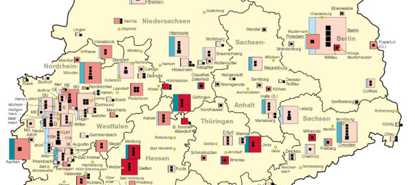 Kartenausschnitt zu Hochschulstandorten 2012
