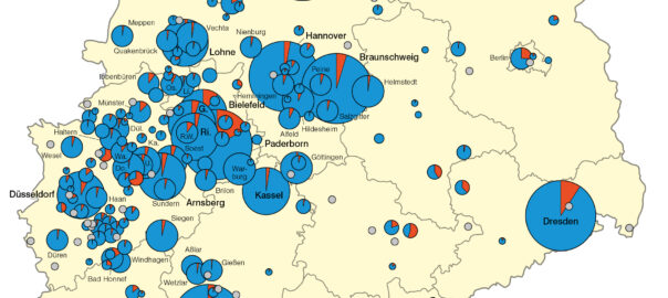 Kartenausschnitt Kapital und Projektförderung der Bürgerstiftungen 2011
