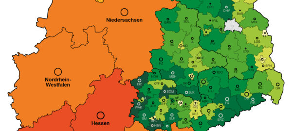 Kartenausschnitt West-Ost-Rückwanderung* 2006 - 2010