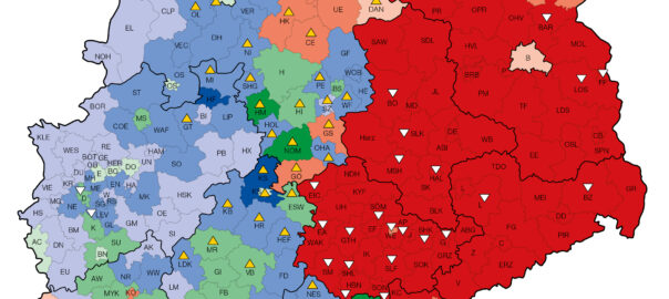 Kartenausschnitt Beschäftigungsquoten* der 30- bis 50-Jährigen 2011