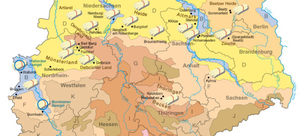 Kartenausschnitt Bedeutende Spargelanbaugebiete