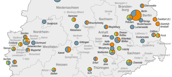 Kartenausschnitt Handlungsfelder der BIWAQ-Projekte 2011-2014