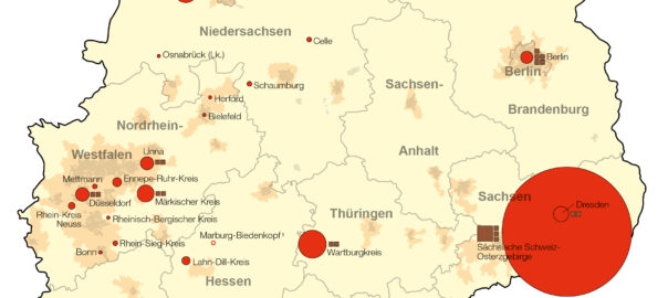 Kartenausschnitt Uhrenhersteller in Deutschland