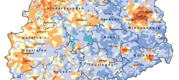 Kartenausschnitt Mittlere jährliche Bevölkerungsentwicklung 2011– 2014