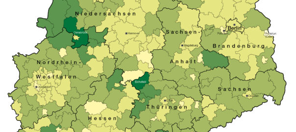 Kartenausschnitt Rückwanderung von Erwerbspersonen 2001–2014