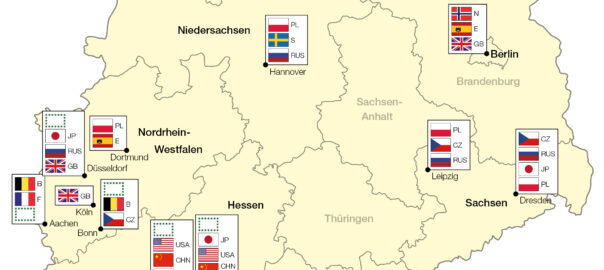 Kartenausschnitt Attraktivität deutscher Großstädte für ausländische Touristen 2016
