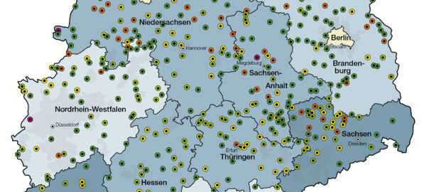 Kartenausschnitt Nitratbelastung des Grundwassers 2016–2018